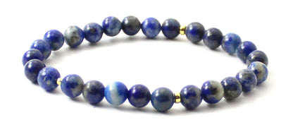Stretch Bracelets With Silver and Blue Lapis Lazuli