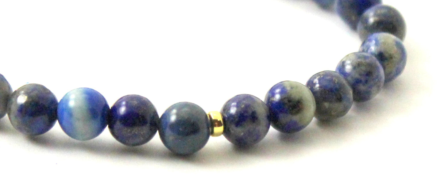 Stretch Bracelets With Silver and Blue Lapis Lazuli