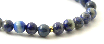 Stretch Bracelets With Silver and Blue Lapis Lazuli