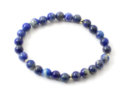 Stretch Bracelets With Silver and Blue Lapis Lazuli
