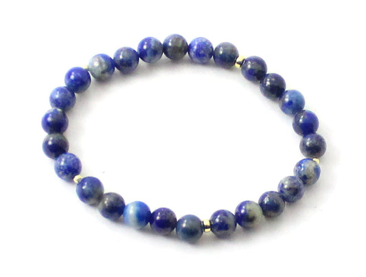 Stretch Bracelets With Silver and Blue Lapis Lazuli
