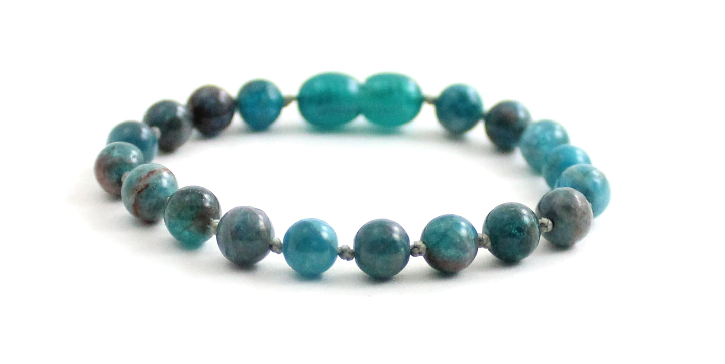 Apatite Gemstone Knotted Blue Anklet Bracelet