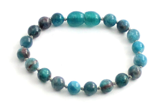 Apatite Gemstone Knotted Blue Anklet Bracelet