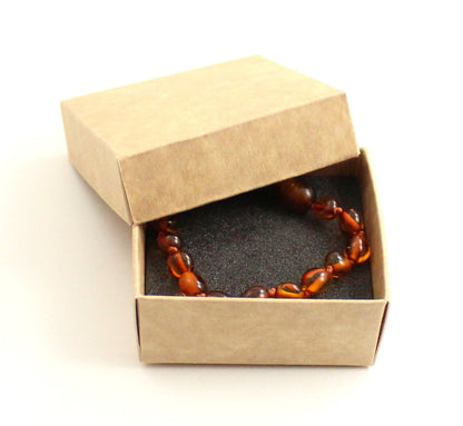 Amber Bean Bead Cognac Teething Bracelet