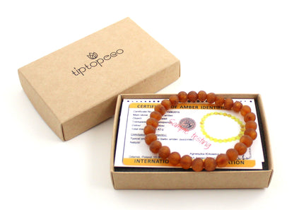 Amber Brown Raw Cognac Stretch Bracelet for Adults