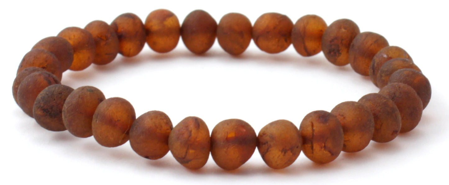Amber Brown Raw Cognac Stretch Bracelet for Adults