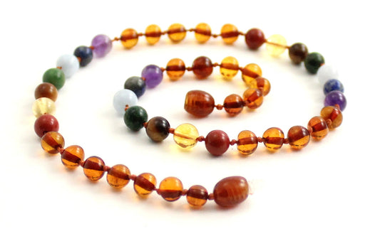 Amber and Chakra Gemstone Necklaces