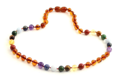Amber and Chakra Gemstone Necklaces