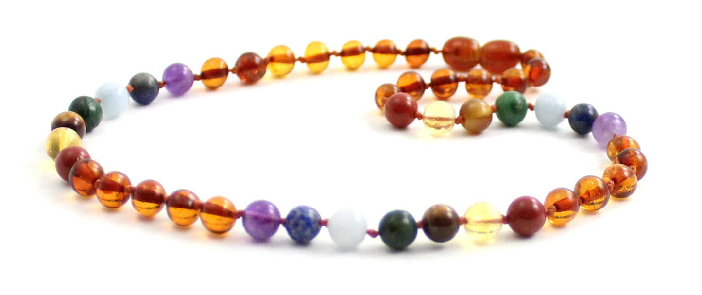 Amber and Chakra Gemstone Necklaces