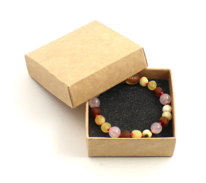 Amber and Pink Rose Quartz Bracelets or Anklets