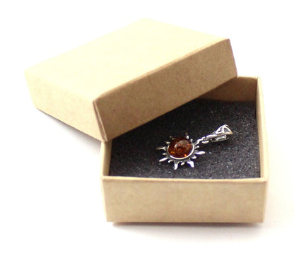 Silver and Amber Sun Cognac Pendant